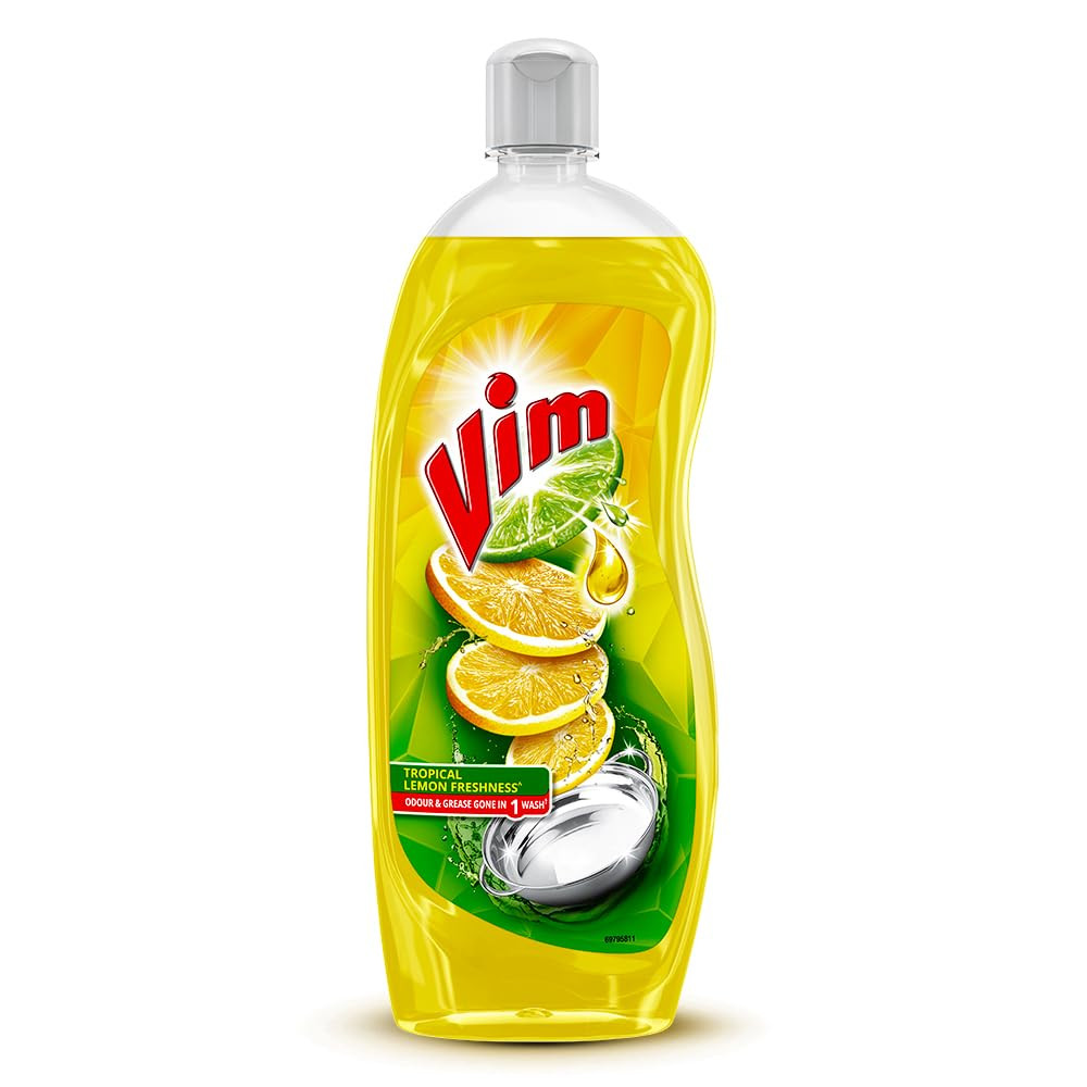 Vim Dishwash Liquid Gel Lemon, With Lemon Fragrance, Leaves No Residue, Grease Cleaner For All Utensils, 750 ml Bottle
