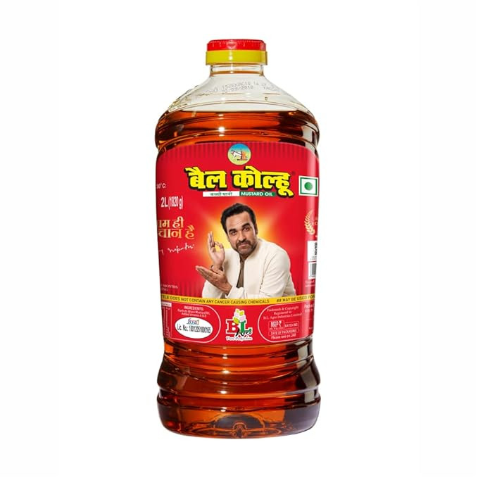 Bail Kolhu Mustard Oil Kachi Ghani 2L Bottle | Cooking Oil Sarson Tel | Mustard Oil | Edible Oil Kachi Ghani for Cooking
