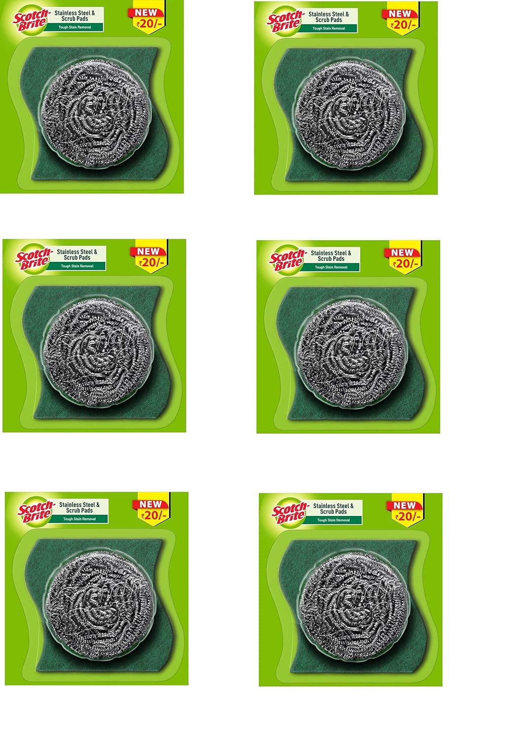 Scotch Brite Stainless Steel Scrub plus Scrub Pad Combo (Pack of 6)