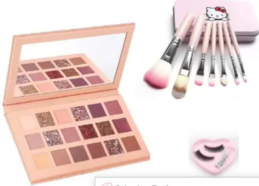 LotusNYN HUDA Insta Beauty Color Icon Glam Nude Eye Shadow EyeShadow Palette + Makeup Brushes + Eylashes & Glue 18 g  (Nude) Herbals Safe Sun UV Screen Matte Gel PA+++ SPF - 50 (100g)