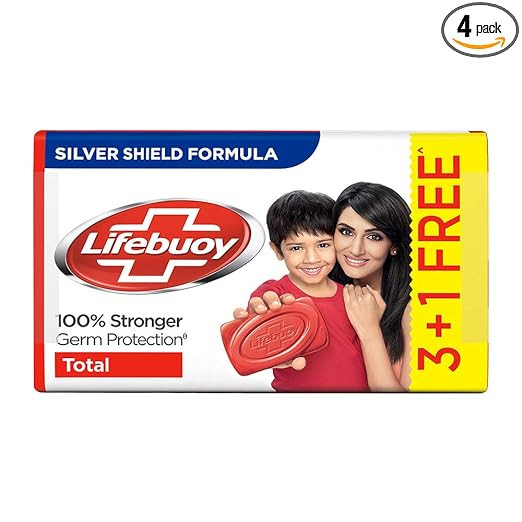 Lifebuoy Total Soap, 125 g (Pack of 4) with (Buy 3 Get 1 Free)