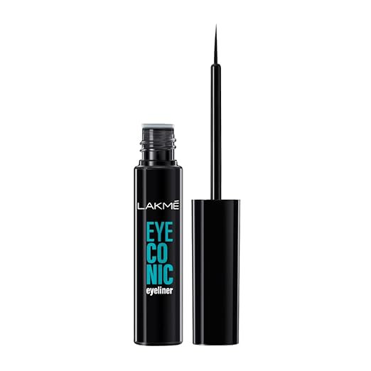 Lakme Eyeconic Liquid Eye Liner, Black, Long Lasting Matte Waterproof Liner - Smudge Proof, Transfer Proof Eye Makeup for 24 hrs, 4.5 ml